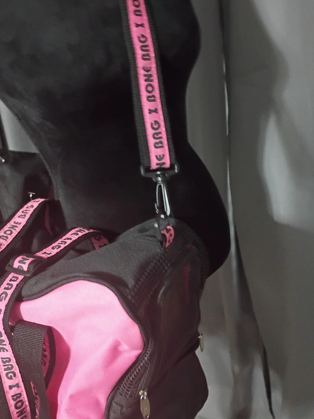 Pet Carrier Pink Bone-Shaped Shoulder Bag with Graphic Strap